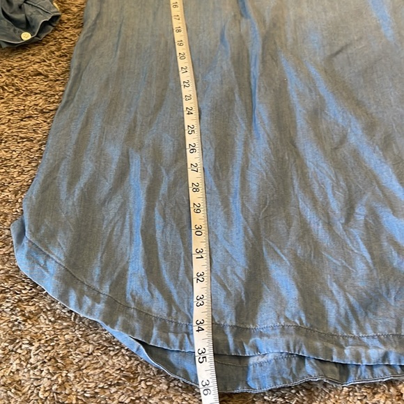 SO Ladies Blue Chambray Roll Up Long Sleeve Shirt Dress GUC Size XL Soft & Light - Picture 6 of 8